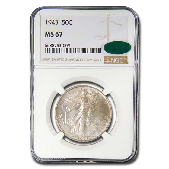 1943 Walking Liberty Half Dollar MS-67 NGC CAC 1943 Walking Liberty Half Dollar MS-67 NGC CAC